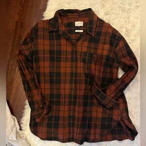 Universal thread burnt orange and black oversized flannel